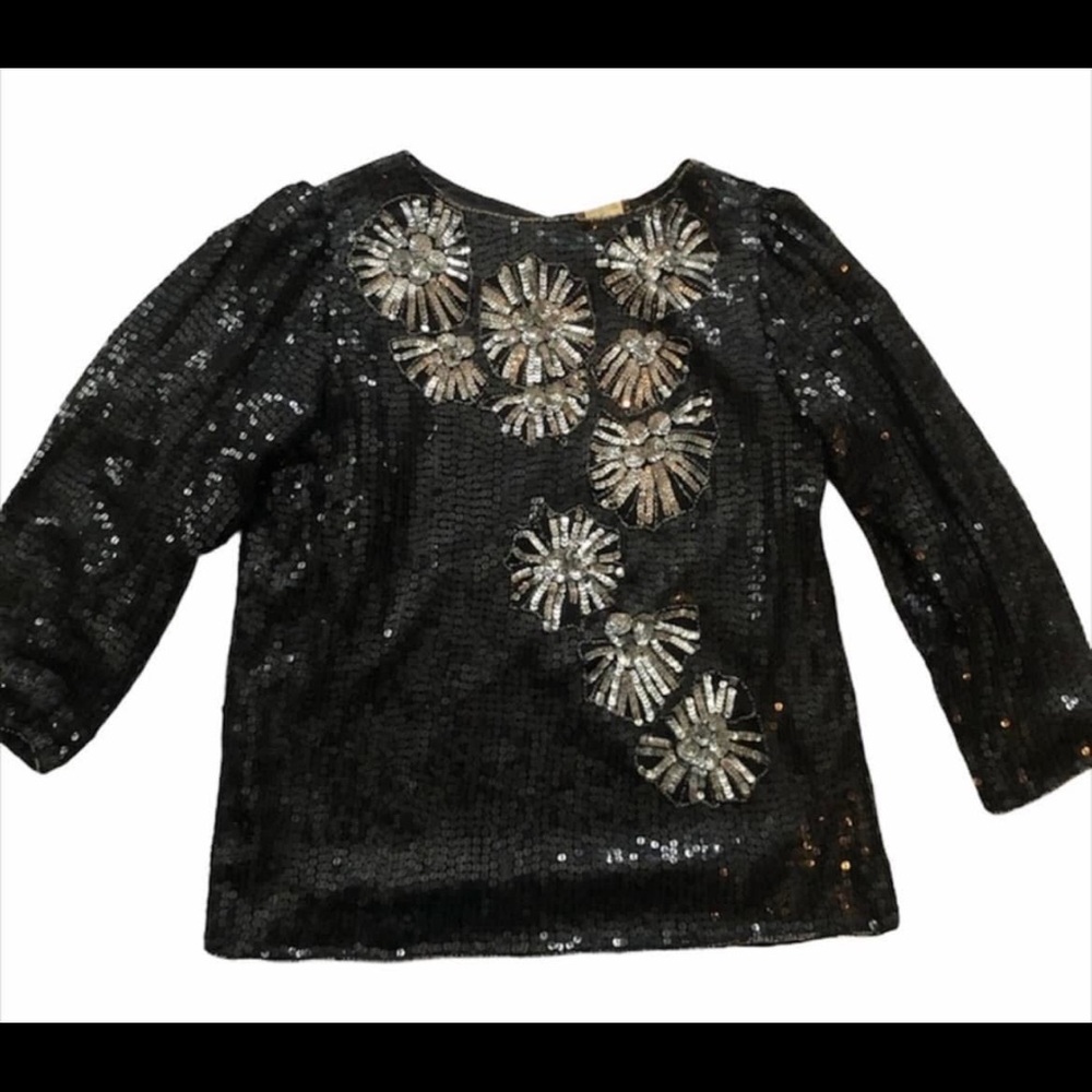 Eve’s Allure Black and Silver Sequined Blouse